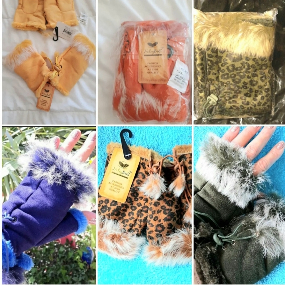 NWT! Lot of 8! HaleyBeeZ Fingerless Gloves adjustable. You Choose the Colors!